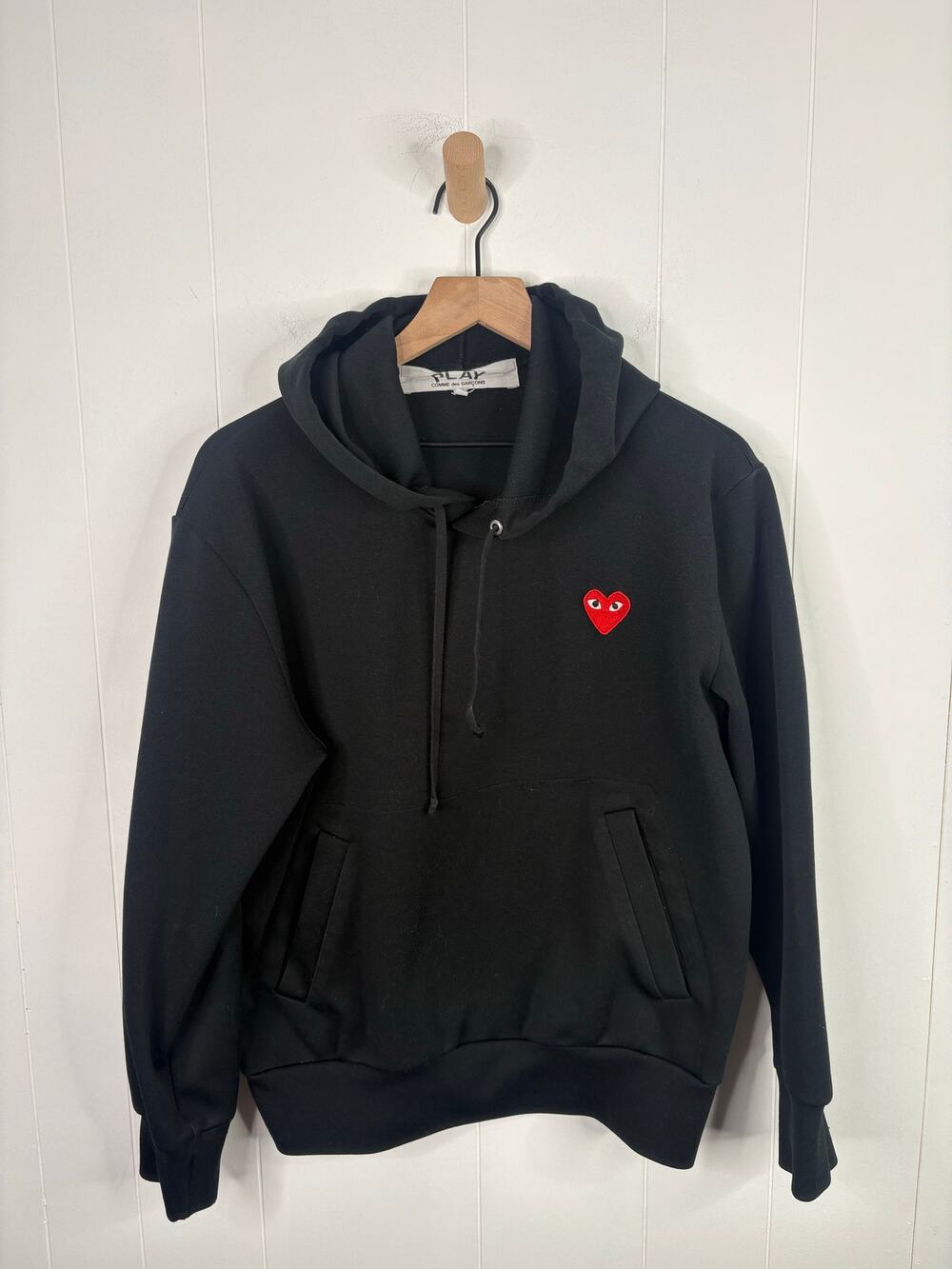 Comme Des Garcons Play Heart Hoodie Medium Black Casual Pullover Streetwear